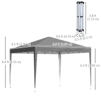 Outsunny 3 x 3 m Garden Pop Up Gazebo Marquee Party Tent Wedding Canopy, Height Adjustable with Carrying Bag, Grey(m-3)