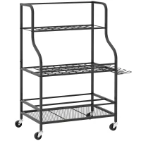 Outsunny Organizer Narzędzi Ogrodowych 3-poziomowy Stojak na Narzędzia Ogrodowe z Hakami do 40 kg 77x40x97cm Czarny(m-10)