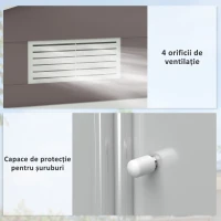 Outsunny Magazie Gradina Metal cu Uși Glisante pentru Familie, 213x130x185 cm, Gri(m-8)