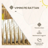 Outsunny Set da Giardino 4 Pezzi in Rattan con Divanetto, 2 Sedie e Tavolino da Caffè, Nero, Marrone e Crema(m-4)