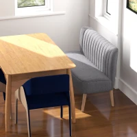 HOMCOM Divano 2 Posti Moderno in Tessuto Senza Braccioli, Divanetto da Salotto con Gambe in Legno, 117x56.5x77 cm, Grigio Chiaro(m-2)