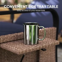 Outsunny 140° Reclining Rattan Armchair - Brown/Blue(m-7)