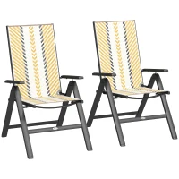 Outsunny Set of Two Rattan Reclining Garden Chairs - Multicolour(m-1)