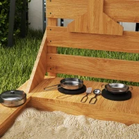 Outsunny Piaskownica z osłoną przeciwsłoneczną Piracki Statek, w zestawie zestaw kuchenny dla dzieci, Drewno Jodłowe, 180 x 103 x 144,5 cm, Pomarańczowy(m-9)