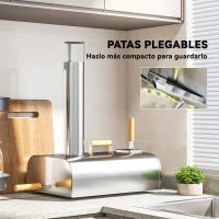 Outsunny Mini Horno de Leña para Pizza con Piedra Refractaria Pala y Patas Plegables para Camping y Exterior 79x36x75 cm Plata(m-6)