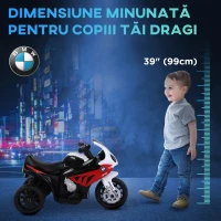 HOMCOM Motoreta Electrica pentru Copii BMW S1000RR Originala, 3 Roti cu Lumini si Sunete Reale, Rosu(m-7)