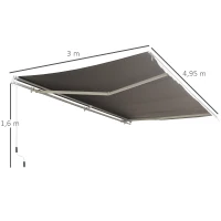 Outsunny Luifelslinger incl. afstandsbediening knikarmluifel balkon aluminium 5 x 3 m(m-4)