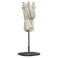 Outsunny Sonnenschirm Gartenschirm Marktschirm Doppelsonnenschirm Terrassenschirm mit Schirmständer Handkurbel Cremeweiß Oval 460 x 270 x 240 cm(m-12)