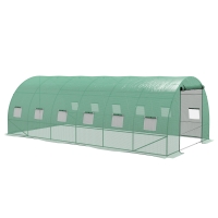 Outsunny Estufa tipo Túnel 6x3x2 m com Sistema de Irrigação 12 Janelas com Malha e 1 Porta de Enrolar Estufa de Jardim Verde
