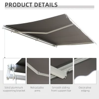 Outsunny Luifelslinger incl. afstandsbediening knikarmluifel balkon aluminium 5 x 3 m(m-7)