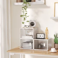 HOMCOM Meuble de rangement modulable, 8 cubes, meuble à chaussures empilables, vêtements, livres, jouets, blanc et transparent(m-8)