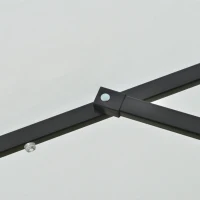 Outsunny Sonnenschirm mit LED Solar 4,5m Doppelsonnenschirm Gartenschirm Marktschirm Terrassenschirm Oval Schwarz+Cremeweiß(m-10)