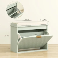 HOMCOM Elegant Six Shoe Bench, with Top Seat - Green(m-3)