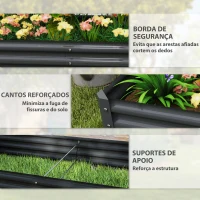 Outsunny Caixa de Plantio de Aço Galvanizado para Cultivar Plantas Flores Floreira Grande de Exterior Retangular com Fundo Aberto 180x90x30 cm Cinzento Escuro(m-7)