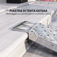 HOMCOM Rampa di Carico Pieghevole e Antiscivolo per Moto con Cinghia di Sicurezza, Acciaio, Argento(m-8)