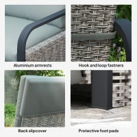 Outsunny 140° Reclining Rattan Armchair - Mixed Grey(m-8)