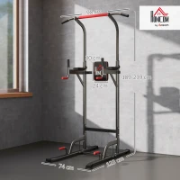 HOMCOM Power Tower Station with Dip Stand, Pull Up Bar Home Office Gym Training Workout Equipment(m-3)