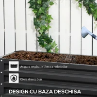 Jardiniera pentru Plan de Cultivare inaltat pe 2 Niveluri din Otel, Jardiniera Supraetajata cu Parte Inferioara Deschisa(m-5)