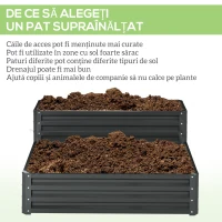 Jardiniera pentru Plan de Cultivare inaltat pe 2 Niveluri din Otel, Jardiniera Supraetajata cu Parte Inferioara Deschisa(m-6)