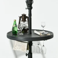 Outsunny Table de parasol plateau à table ronde 60 cm avec trou pour parasol pour plage, terrasse, jardin, piscine noir(m-8)