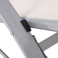 Outsunny 3 Pieces Lounge Chair Set Metal Frame Garden Outdoor Recliner Sunbathing Chair with Table, Cream(m-10)