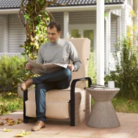 Outsunny 140° Reclining Rattan Armchair - Brown/Khaki(m-2)