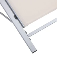 Outsunny 3 Pieces Lounge Chair Set Metal Frame Garden Outdoor Recliner Sunbathing Chair with Table, Cream(m-11)