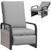 Outsunny 140° Reclining Rattan Armchair - Mixed Grey