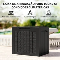 Outsunny Baú de Armazenamento Exterior 93L Caixa de Armazenamento de Jardim de Plástico Impermeável com 2 Alças 56x41x50 cm Preto(m-7)