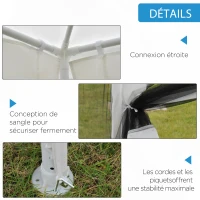 Outsunny Tonnelle barnum style colonial dim. 4L x 3l x 2,55H m 4 moustiquaires blanc et noir(m-6)