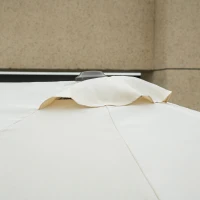 Outsunny Sonnenschirm Gartenschirm Marktschirm Doppelsonnenschirm Terrassenschirm mit Schirmständer Handkurbel Cremeweiß Oval 460 x 270 x 240 cm(m-11)