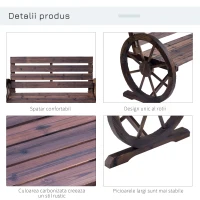 Outsunny Banca Country Fonta 127×60×85 cm – 2‑locuri cu Cotiere Rotative Neagra(m-6)