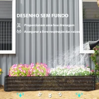 Outsunny Caixa de Plantio de Aço Galvanizado para Cultivar Plantas Flores Floreira Grande de Exterior Retangular com Fundo Aberto 180x90x30 cm Cinzento Escuro(m-6)