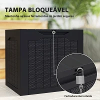Outsunny Baú de Armazenamento Exterior 93L Caixa de Armazenamento de Jardim de Plástico Impermeável com 2 Alças 56x41x50 cm Preto(m-6)