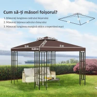 Outsunny Prelata de Schimb 3×3 m – Copertina UV Cafeniu 2‑Nivel pentru Foisor(m-3)