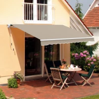 Outsunny Luifel aluminium luifel aluminium knikarmluifel 3 x 4 m zonwering balkon beige(m-3)