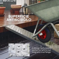 HOMCOM Rampa di Carico Pieghevole e Antiscivolo per Moto con Cinghia di Sicurezza, Acciaio, Argento(m-6)