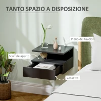 HOMCOM Comodino Sospeso per Camera da Letto con Cassetto e Mensola in Legno, 35x32x22.5cm, Nero(m-5)