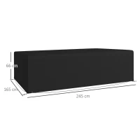Outsunny Outdoor Garden Furniture Cover Waterproof, Anti-UV 600D Heavy Duty Oxford Fabric Patio Furniture Cover for Rectangular Sofa Table Set, Black, 245 x 165 x 66 cm(m-3)