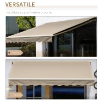 Outsunny Tenda da Sole 4x2.5 m Avvolgibile a Manovella con Copertura Impermeabile, in Metallo e Alluminio, Beige(m-4)