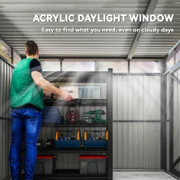 Outsunny 5.3 x 8.5ft Galvanised Steel Garden Shed, Metal Shed with Roof Windows, Leakage Holes and Lockable Wide Door for Outdoor Patio Tool Storage(m-5)