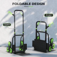 DURHAND Six-Wheel Folding  Sack Barrow Trolley - Black/Green(m-4)