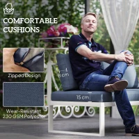 Outsunny Four-Piece L Shaped Garden Furniture Set with 5-Level Adjustable Lounger - Grey(m-6)