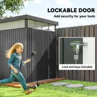 Outsunny 5.3 x 8.5ft Galvanised Steel Garden Shed, Metal Shed with Roof Windows, Leakage Holes and Lockable Wide Door for Outdoor Patio Tool Storage(m-7)