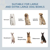 PawHut 2-in-1 Verhoogde Hondenvoerbak Verstelbaar met Stand 2 x 2L Roestvrijstalen Bakken Wit(m-8)