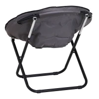 Outsunny Campingstuhl Faltbar Campingsessel mit Lehne, Klappstuhl bis 120kg, gepolstert Moonchair Extra Breit, Faltsessel Outdoor Stuhl für Garten, Balkon, Camping, Grau(m-12)