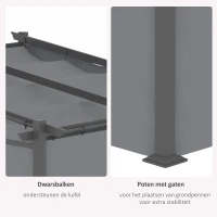 Outsunny paviljoen 3x3 met zonnekap en zijpanelen voor barbecue party, Donkergrijs(m-7)
