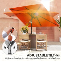 Outsunny 3x2m Patio Parasol Garden Umbrellas Canopy with Aluminium Tilt Crank Rectangular Sun Shade Steel, Orange(m-4)
