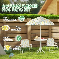 AIYAPLAY Set de Mobilier de Grădină din 4 Piese cu Masă, Scaune și Umbrelă de Soare Reglabilă, 50xΦ49,5 cm, Verde(m-7)