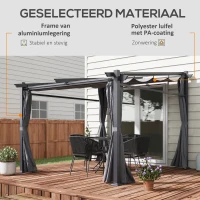 Outsunny paviljoen 3x3 met zonnekap en zijpanelen voor barbecue party, Donkergrijs(m-4)